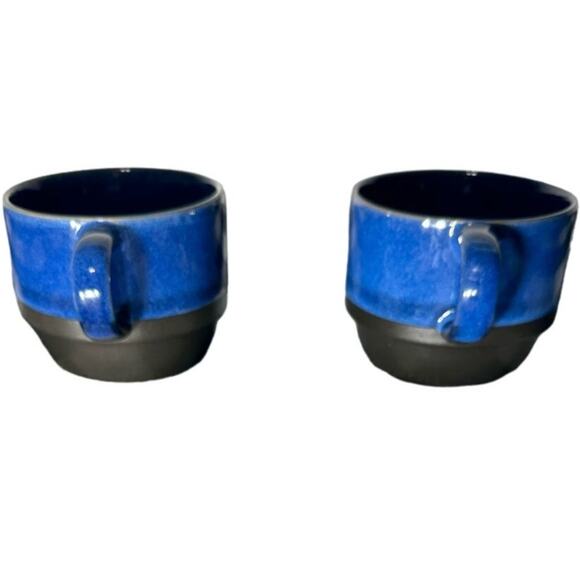 Boston Warehouse Set of 2 Stoneware Dark Blue Stackable Mugs - Picture 2 of 5